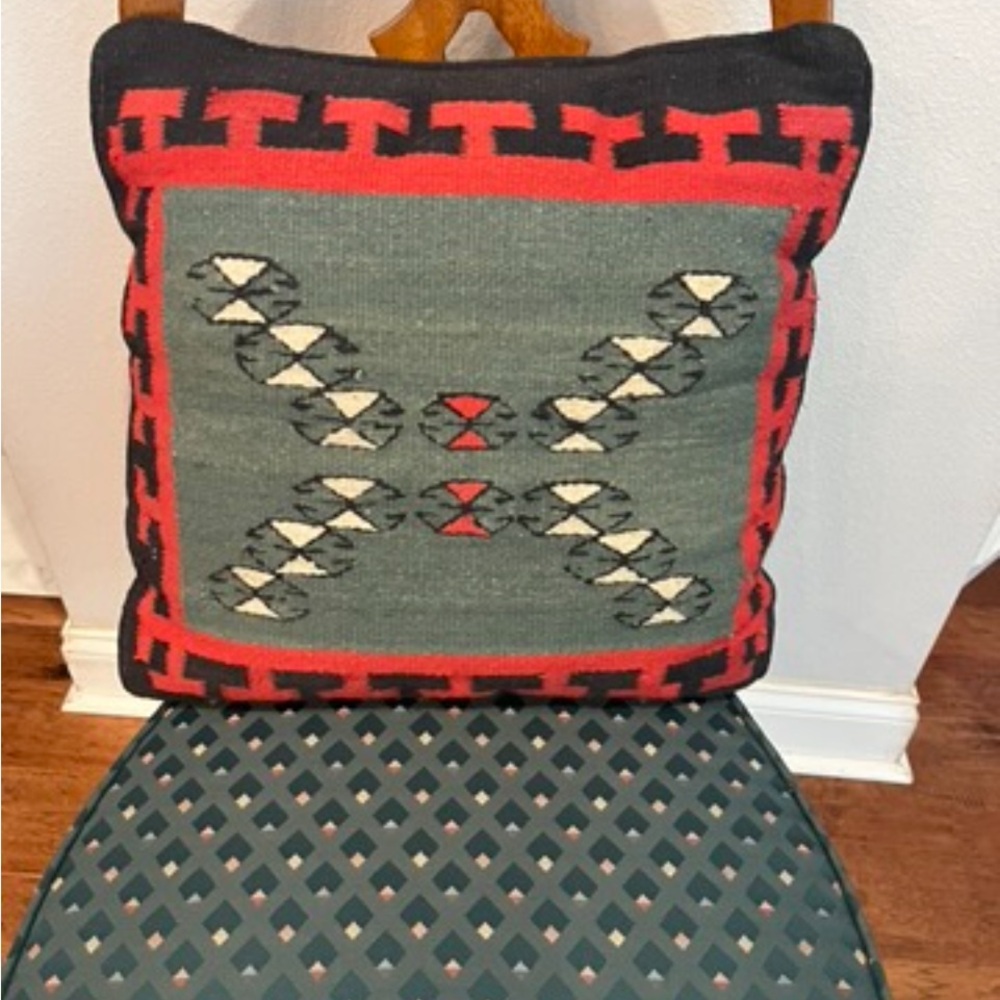 Vintage ethnic blanket style Geometric Patterned throw pillow.
